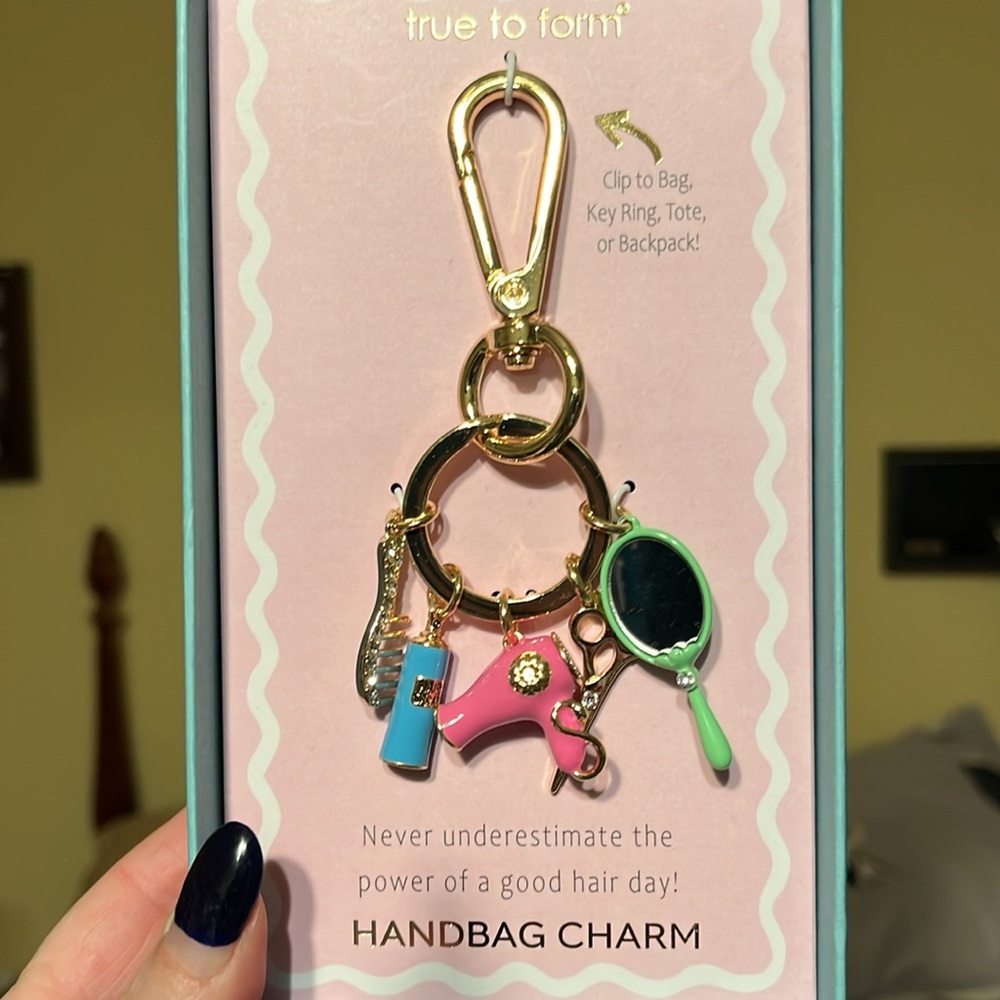 NIB True To Form Gold Tone Multicolor Charm HairDresser Handbag Charm